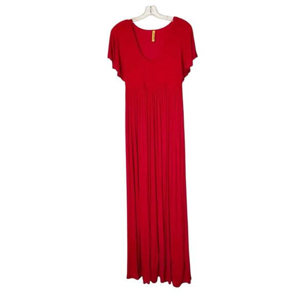 Rachel Pally Maxi Dress Womens Size S Red Stretch Ribbed Knit Designer Flowy - Picture 1 of 11
